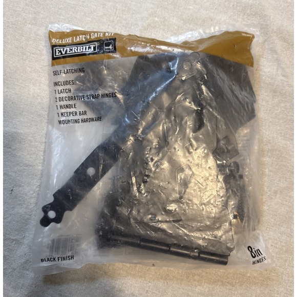Everbilt Deluxe Latch Gate Kit Self Latching Black Finish 8 in Hinges - Picture 1 of 7